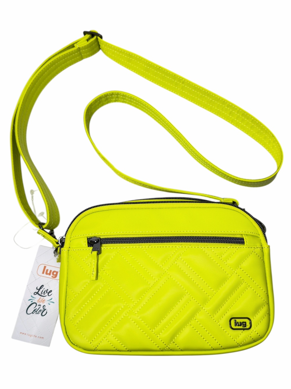 Lug Super Coupe 2 Satin Luxe Convertible Crossbody / Belt Bag Lemon Neon NEW